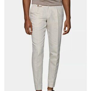 *NWT* SUITSUPPLY Brentwood Linen Cotton Slim Trousers - Sand 32